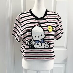 Pochacco by‎ Sanrio Striped Cropped Top Womens Short Sleeve Crew Neck Size XL